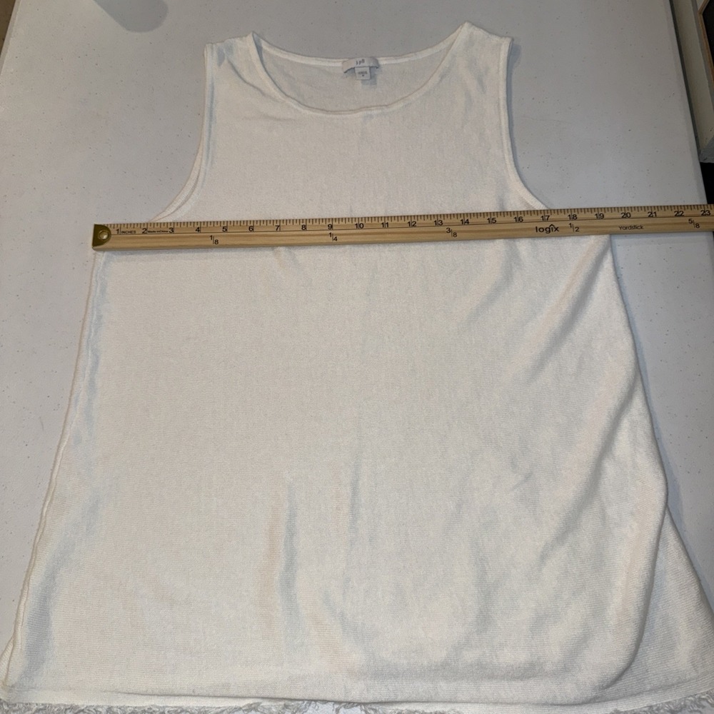 J.Jill White Linen Blend Tank Top Womens Size Medium Raw Hem Sleeveless Casual - Picture 3 of 12